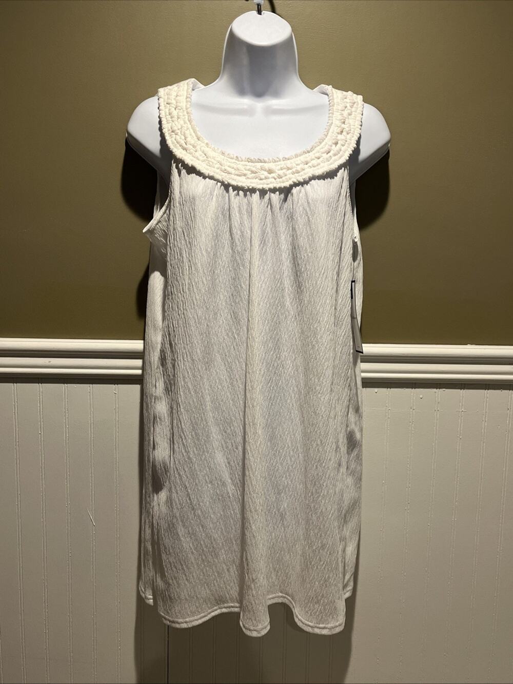 croft and barrow womens White Swimwear Cover Sz S Round Neck Sleeveless NWT